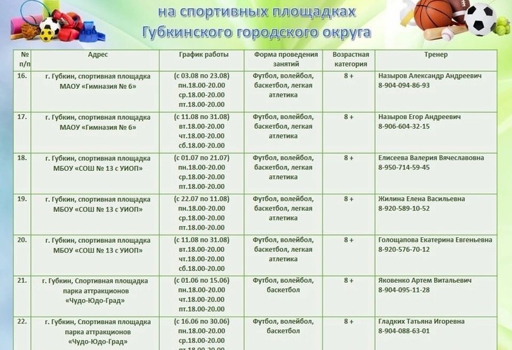 Где и как в Губкине работают дворовые тренеры