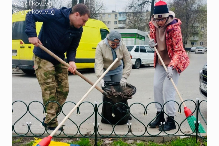 В Губкине в рамках месячника служению Белгородской области вновь прошёл субботник